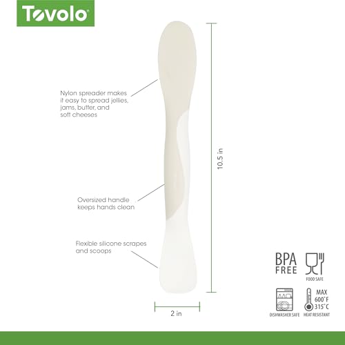 Image of Tovolo Scoop and Spread Large Dual End Silicone Sandwich Spreader Tool with Nylon Handle, BPA Free Dishwasher Safe Silicone and Nylon Tool for Spreading and Scooping, Buttercream and Ivory