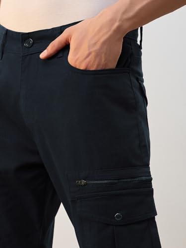 Image of NOBERO Men's Utility Cargo Pants | Cargo Pants for Men | Regular Fit | Multi-Pocket Utility Design | Durable Woven Fabric | Everyday Wear