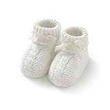 DovFanny Baby Booties Newborn 100% Cotton Cozy Knit First Shoes for Infant Toddler Boys and Girls