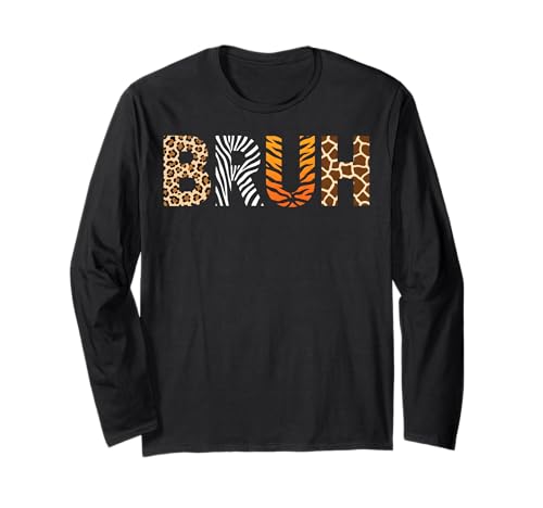Safari Bruh Zookeeper Funny Animals Wildlife Boys Kids Long Sleeve T-Shirt