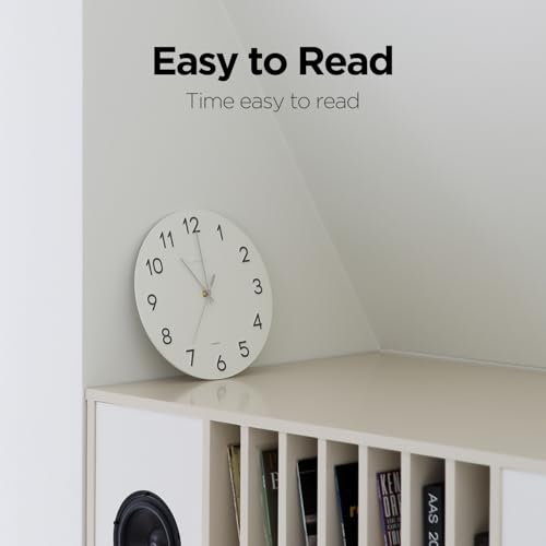 Image of mooas 3D Numbers Modern Wall Clock, 12 inch Battery Operated, Analog (Cream) | Silent Non-Ticking Sweep Movement, Decorative, Home Decor Living Room Kitchen Bedroom Office Living Room Hotel