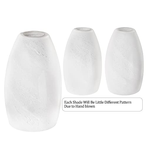 White Art Glass Shades Modern Glass Chandeliers Shade Mini Glass Pendant Light Shade Oval Glass Lamp Shade White Swirl Marbled Glass Shade 1-Pack #TOP2