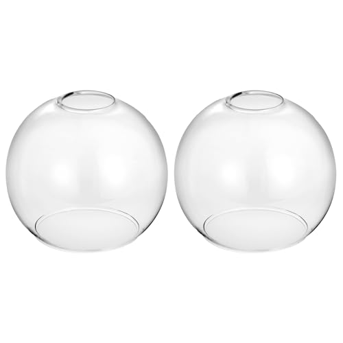 WYNEYET 2 Pack Clear Glass Shades Globes, Glass Lamp Shade Covers Replacements for Light Fixtures, 1.65 Inch Fitter Transparent Lampshades for Chandelier Wall Sconces Vanity Lights Pendant Lights