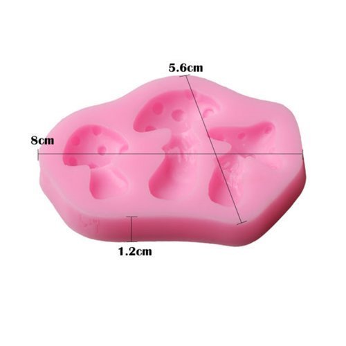 Mushrooms (Alice in Wonderland, Garden Fairy Themed) Silicone Mold for Candy, Fondant, Cake Decorating - Decorating and Baking Molds from Bakell (Fondant, Candy, Ice Tray, Chocolate, Gumpaste)