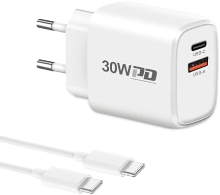 Chargeur Rapide 30W Pour IPad Pro/Air/Mini - Câble USB-C 1,8m Inclus - Compatible Modèles 2018-2024