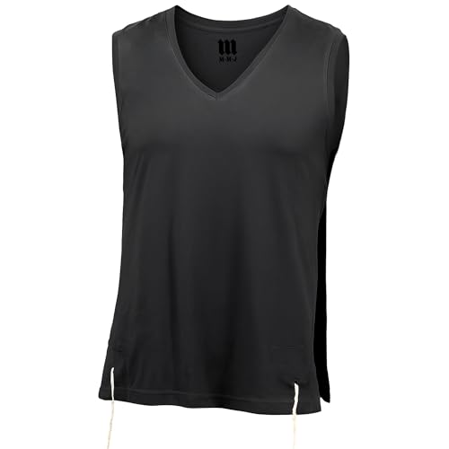 Kosher Black Adult T-Shirt Tzitzit Askenazi, Meyuchad Thin Tzitzis V-Neck,100% Cotton V-Neck Certified Made in Israel
