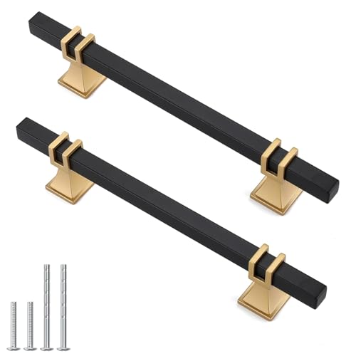 Lepatape 10 Pack 5 Inch Black and Gold Cabinet Pulls Black and Gold Cabinet Handles Kitchen Cabinet Handles Dresser Drawer Pulls Kitchen Cabinet Hardware