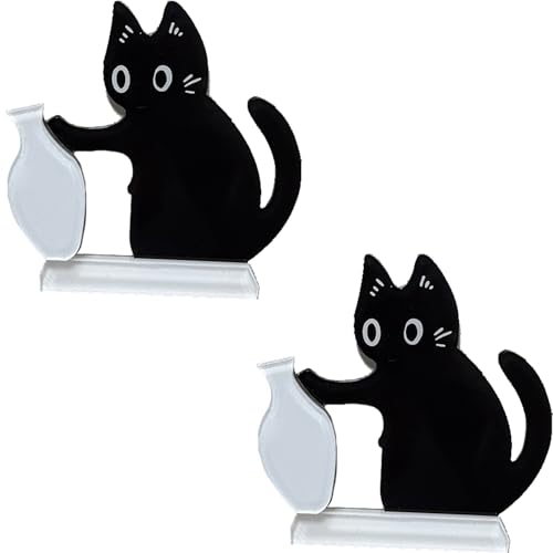 2PCS Cat Whisker Holder 2026 New Acrylic Cat Whisker Keepsake Vase Refrigerator Magnets Pet Memorial Decor Cats Fur Keepsake Cats Lover Gift for Home & Kitchen