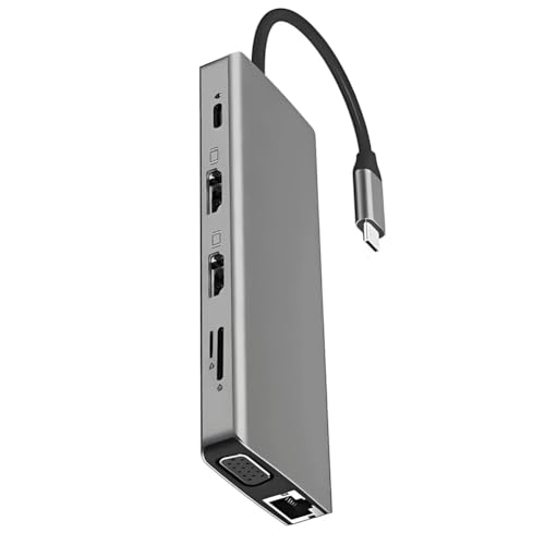 Hub USB-C 12 en 1 triple affichage pour ordinateur portable avec 4K VGA