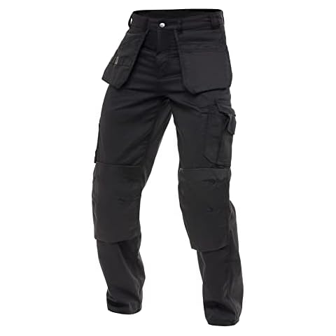 FASHIO FF Men's Tactical Field Cargo Pants Knee Reinforced Work Pants with Holster Tool & Utility Pockets Cordura Trousers B3 Black 36-34 Cover