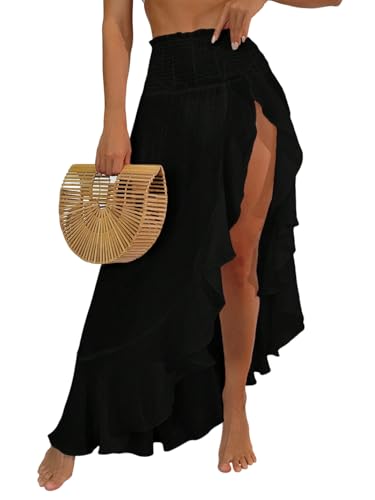 Image of ZAFUL Swimsuit Coverup for Women Slit to Thigh Beach Cover Ups Swim Bathing Suit Flowy Maxi Skirt