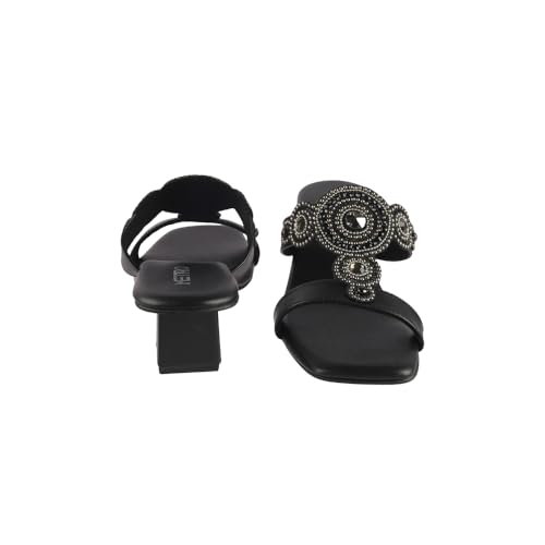 Image of Metro Women Faux Leather Ethnic Traditional Heel Sandal