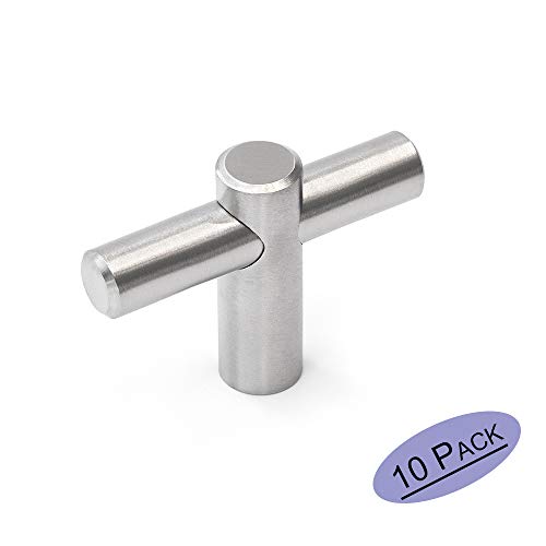 Preisvergleich Produktbild 10 Stück Möbelknöpfe Stangengriff Edelstahl Silbern Goldenwarm Einzelloch für Tür Schrank LST10BSS Modern Gebürstet Nickel