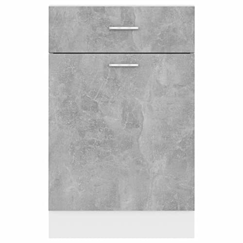 Mogou Schubunterschrank, Küchenunterschrank, Küchenschränke, Küchenmöbel, Unterschrank, Kitchen Furniture, Betongrau 50x46x81,5 cm Spanplatte - Image 8