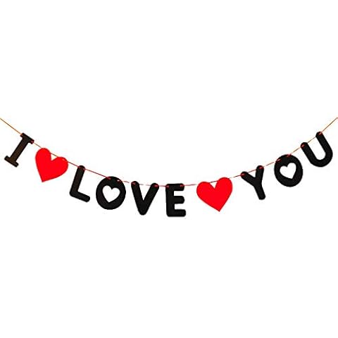 Heart Banner, Felt Heart Garland Valentines Day Decor Garland Love Banner Valentines Decoration Pennants Sign Backdrop (Felt Heart Banner) Cover