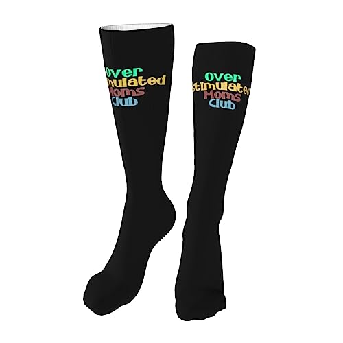 Overstimulated Moms Club Knee High Socks For Women Long Tube Socks Athletic Compression Socks Unisex High Socks Girls