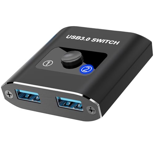 Image of USB 3.0 Switch, Bi-Directional USB Switch 1 in 2 Out /2 in 1 Out, USB Switcher 2 Computers Sharing Devices Like for Printer, Keyboard, Scanner, Mouse, USB KVM Switch Compatible with Mac /Win /Linux