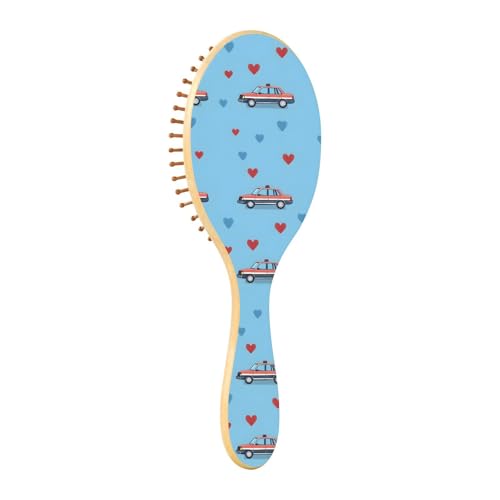 Wet Brush - Cepillo desenredante para todo tipo de cabello, cerdas suaves que se deslizan a través de los enredos con facilidad, patrón de fondo azul de coches de policía para cabello húmedo y seco
