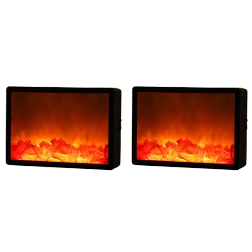 2X Lumière de Cheminée à LED Simulation de Flamme Décorative - 2