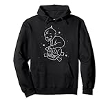 American Traditional Kewpie Doll and Skull Outline Tattoo Pullover Hoodie
