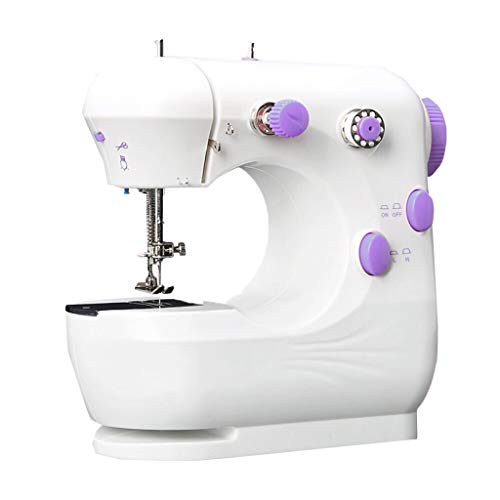 Mini máquina de coser portátil LED eléctrico kit de costura con doble velocidad, color blanco