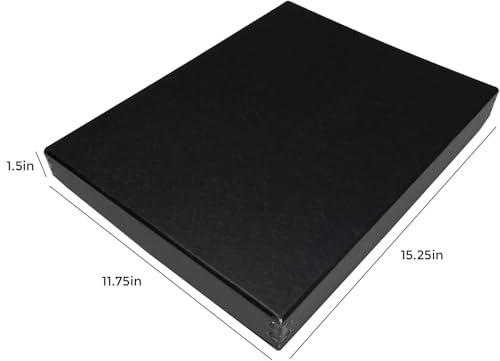 Lineco Museum Archival Storage Box, 11.75x15.25x1.5 in. Drop Front Design. Acid-Free with Metal Edge. Organize Photos, Pictures, Prints, Documents, Crafts, DIY. Black, 1 Pack