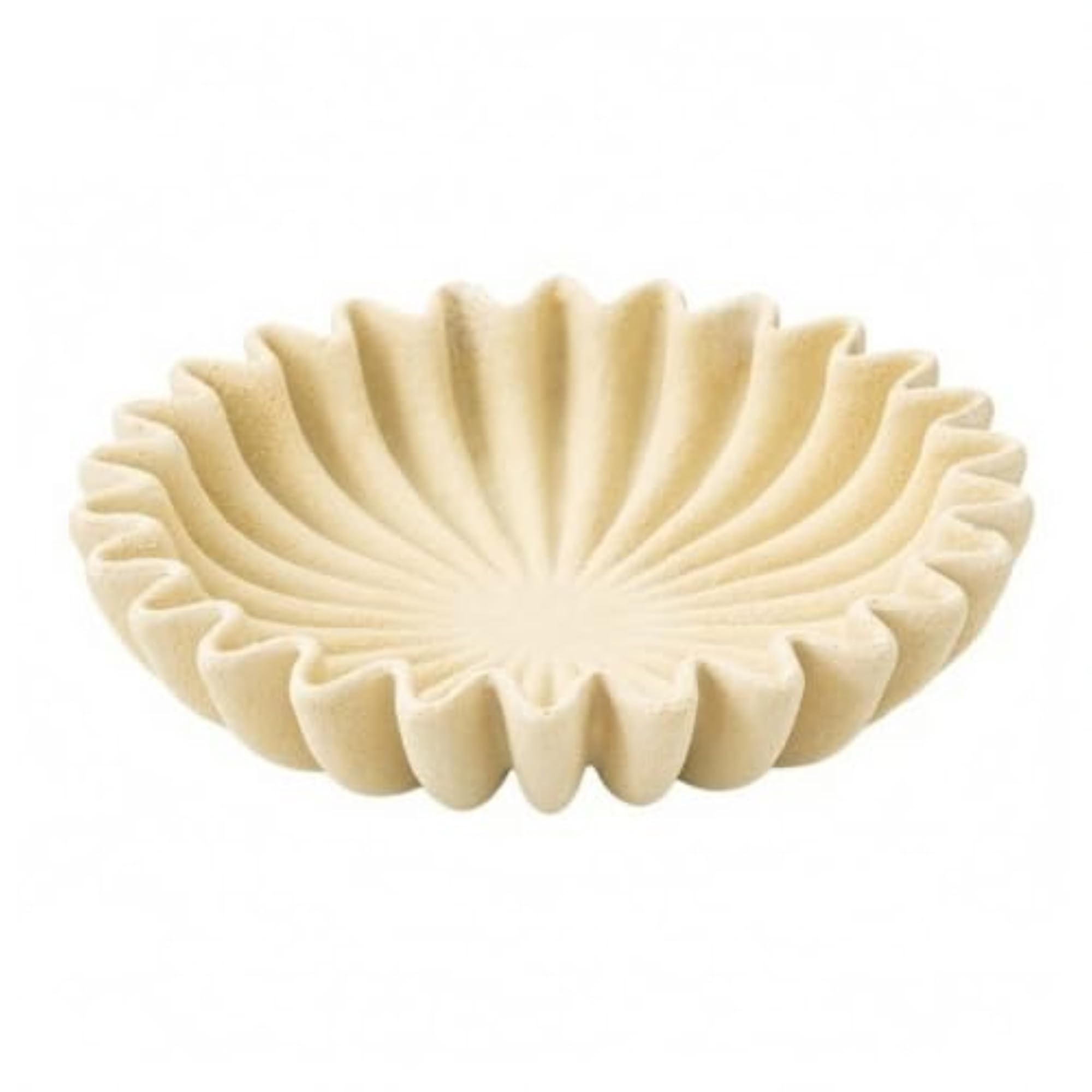 Sculptural Round Decorative Tray, Minimalist Fluted Design