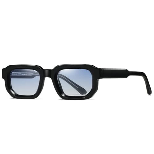 Lunettes de soleil rectangulaires rétro pour femme style punk verres vert foncé UV400