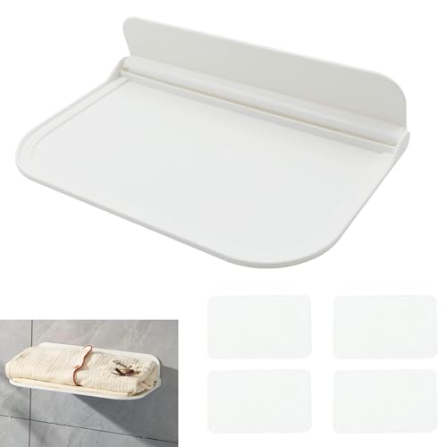 mongtsamz Mensola da Bagno de Pieghevole - Senza Foratura, per Bagno, Camera da Letto, Può Posizionare Router, Vestiti, Piccoli Oggetti, 30 X 20 Cm, 1 Pezzo