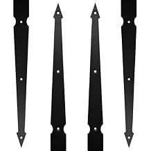 Barn Sliding Door Decorative Corner Bracket 11.9 in Gate Hinge Garage Door Strap Hinges Matte Black Rustic I Bracket Hardware Decorator for Shutters Farmhouse Gardengate Box Fence