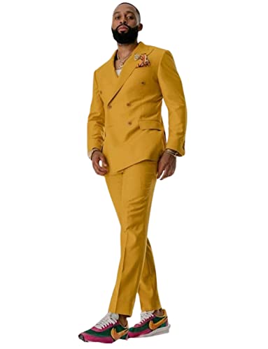 Men's Double Breasted Buttons Two Pieces Suit Peak Lapel Party Daily Tuxedos