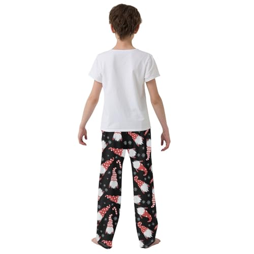 Gnome Candy Cane Snowflake Boys Long Pants Soft Trousers Elastic Waist Kids Lounge Bottoms with Pockets S-XL3
