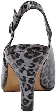 Floral Anna (DP829) Women Wide Width Pointed Toe Leopard Print Dress Slingback Shoes Pewter 9 | Image 3