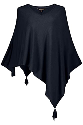 Ulla-Popken-Damen-grosse-Groessen-Uebergroessen-Plus-Size-Poncho-Zipfelsaum-Quasten-Oversized-weicher-Strick-796210