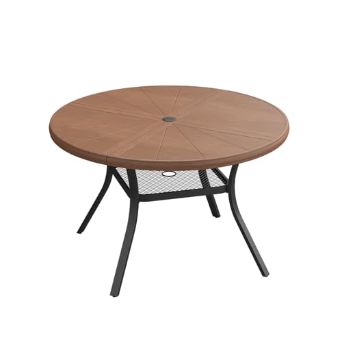 VICLLAX Round Patio Dining Table, 4-6 Person Aluminum Outdoor Dining