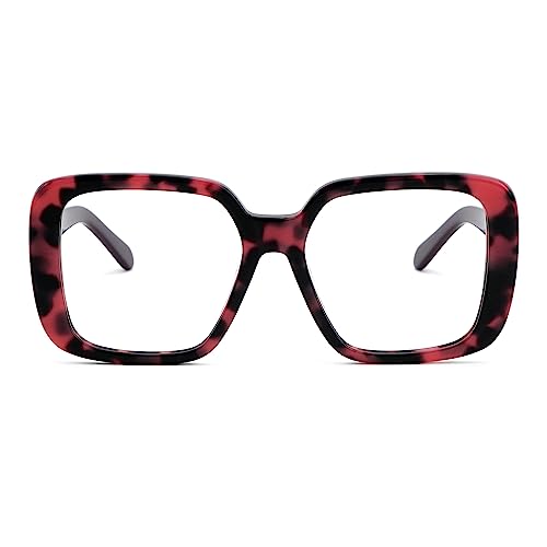 Image of Zeelool Oversized Square Glasses Frame for Women Men with Non-prescription Clear Lens JGA962156