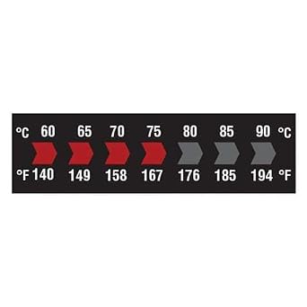 Digi-Sense Reversible 7-Point Horizontal Temperature Label Black/Red, 60-90C/140-194F 10/Pk