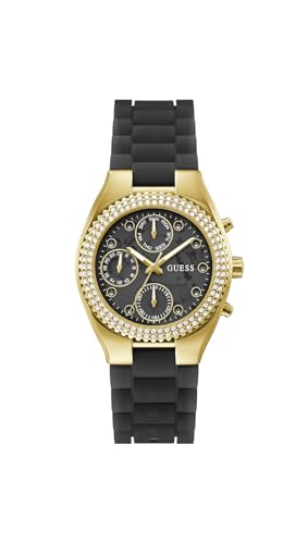 Guess Watch GW0773L2 montre de luxe pour femme cadran squelette dore et strass