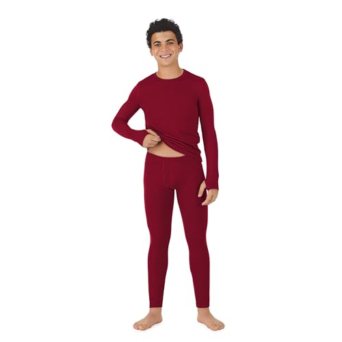 Cuddl Duds Boys Cold Weather Fleece-Lined Thermal Underwear 2-Piece Set - Kids Long Sleeve Top and Leggings Long Johns2
