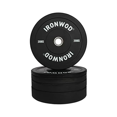 EXTREME FITNESS Ironwod Black Olympic Rubber Bumper Weight Plates Barbell Weights Set for Strength Training and Weightlifting 2" (20kg Pair) Cover