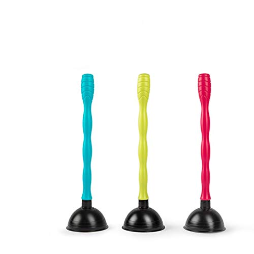 PLASTIFIC Long Handle Plunger Toilet & Sink Drain Unblocker, Green