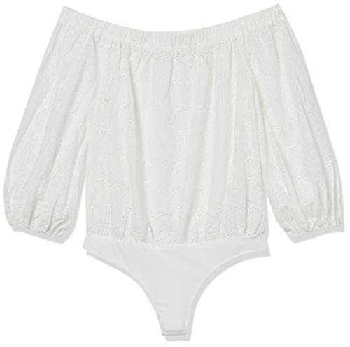 ASTR the label Women's Off-The-Shoulder 3/4 Sleeve Elodie Bodysuit, White, XS