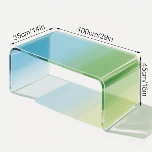 Mesa de centro rectangular portátil de acrílico verde y 100cm para salas de estar 3