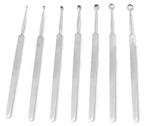 OdontoMed2011 SET OF 7 FOX DERMAL CURETTES 1,2,3,4,5,6,7 MM'S DERMATOLOGY INSTRUMENTS