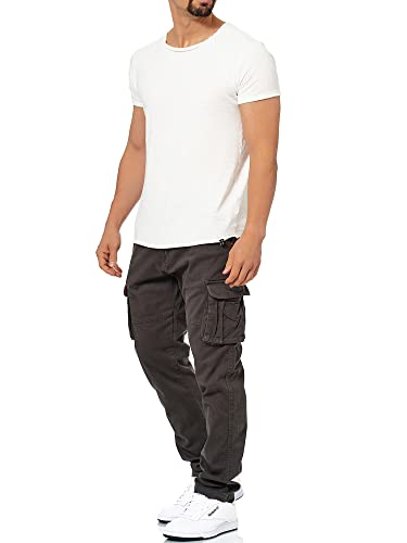 Indicode Hommes Mathen Cargo Pants | Pantalon Cargo composé à 98% de Coton. Ceinture Raven L – vue 4