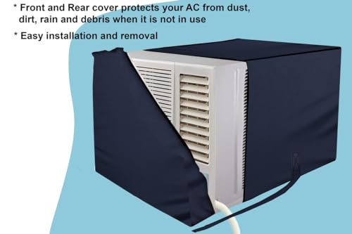 Image of Stylista Polyester Window ac Cover Suitable for O-General 1.5 Ton AXGB18BBAA-B, Blue Color Elastic fit Cover for Front and Rear of Window Ac