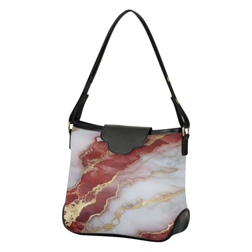 Grand sac à bandoulière femme marbre blanc et rouge pour le travail et le voyage