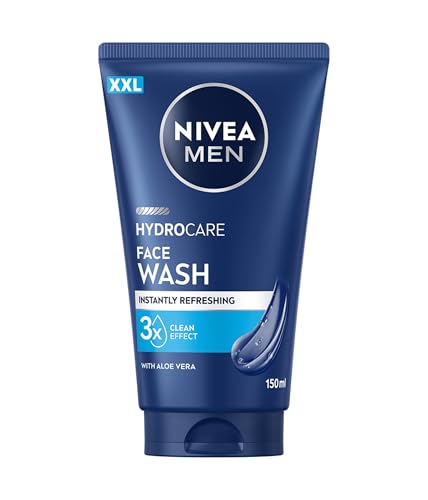 NIVEA MEN Hydrocare Face Wash XXL (150ml), Purifying Face Wash for Men, Cleanser Gel with Aloe Vera and Pro-Vitamin B5, For Hydrated & Refreshed Skin, Daily Men's Skin Care