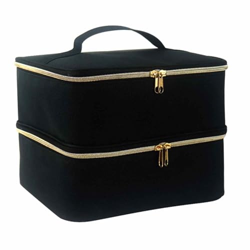 Almacenamiento Esmalte Uñas | Estuche Transporte Maquillaje Manicura Doble Capa, Bolsa De Maquillaje con Cremallera, Organizador Esmalte Uñas Portátil Contiene 30 Botellas Y Estuche Lámpara Uñas