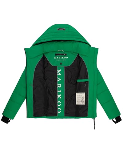 MARIKOO Damen Winterjacke warme Steppjacke mit abnehmbarer Kapuze Samuiaa XVI Smaragd Green Gr. S